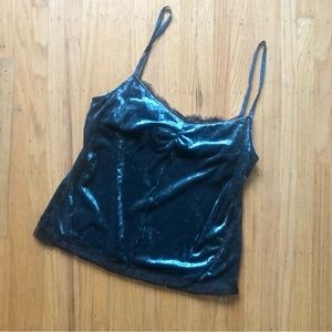 Juicy Couture black label velvet/velour teal cami S fit large
